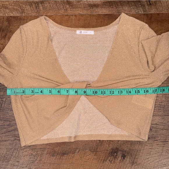 Cupshe Shimmer Lollipop Twist Glittery Gold Crop Top - Picture 11 of 16